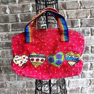 Vintage Sally Huss Canvas Tote Bag Love You With  My Hearts Red Sun N Sa…
